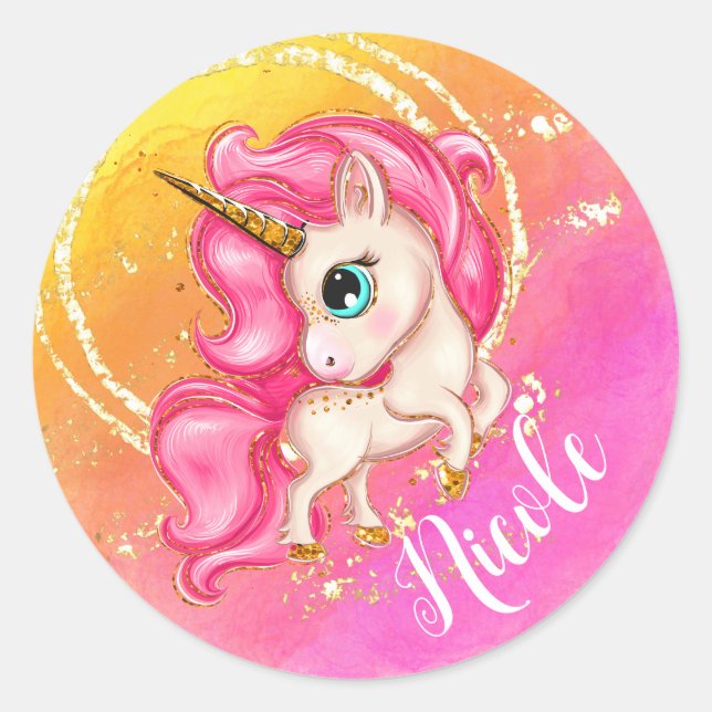 Stickers Unicorne Personnalisés (Devant)