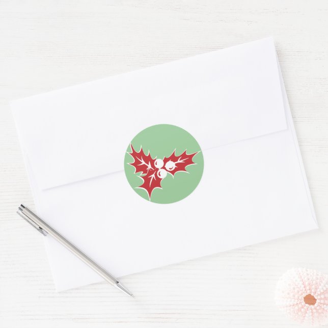 Stickers Vacances Retro Holly Feuilles et Berries (Enveloppe)