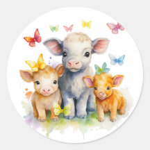 Stickers Vache et papillon
