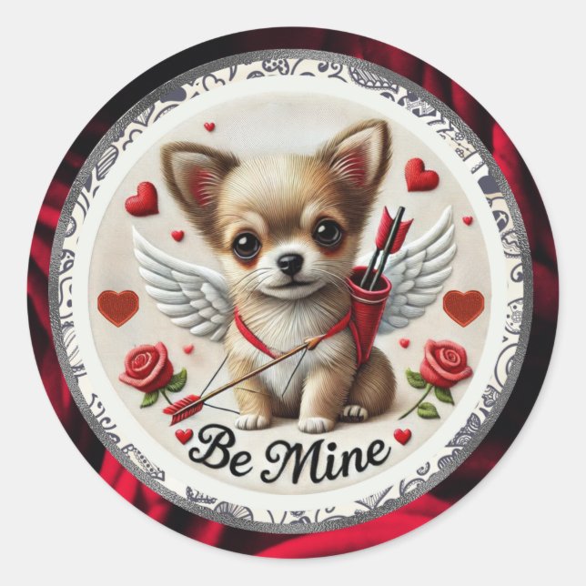 Stickers Valentine Angel Chihuahua - Soyez à moi (Devant)