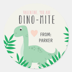 Stickers Valentine Dinosaure en classe