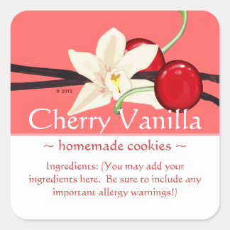Stickers vanille cerise Carré personnalisable