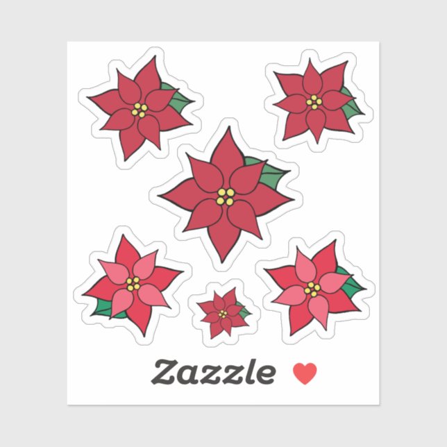 Stickers Variété Poinsettias de Noël (Feuille)