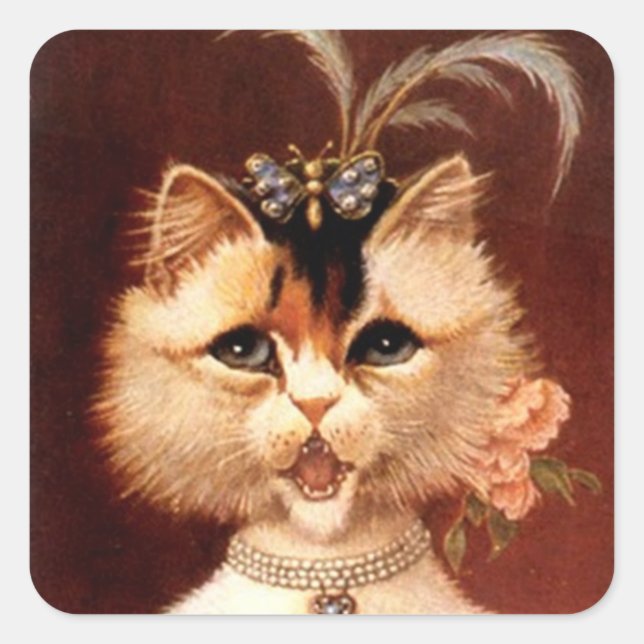 STICKERS Victorian chantant Parleur Chat Bijou Car (Devant)