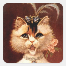 STICKERS Viktorianisch Singen Salon Cat Jewel Squa