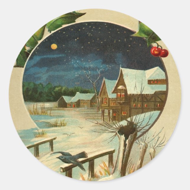 Stickers Vintage Noël Ville (Devant)