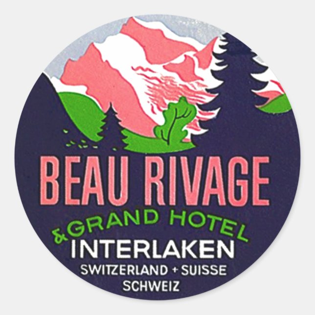 Stickers Vintage voyage Interlaken Suisse Alp (Devant)