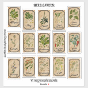 Stickers Vinyl Coupe - Étiquettes Herbes Vintages