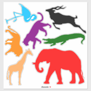 Stickers Vinyl Coupe - Silhouettes d'animaux afric