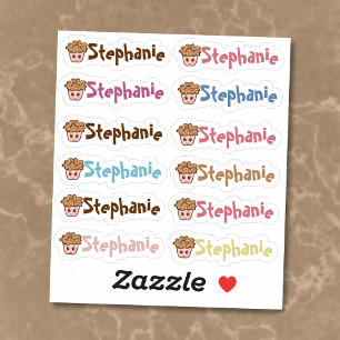 Stickers Vinyl Nom de cupcake Whimsical - Ensemble