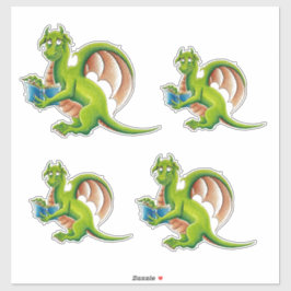 stickers vinyle Dragon vert (4 à une feuille)
