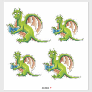 stickers vinyle Dragon vert (4 à une feuille)