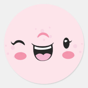 Stickers Visage Kawaii Rose Winking