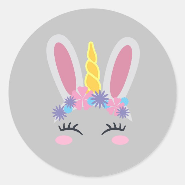Stickers Visage Mignonne Bunny de Pâques Unicorne (Devant)