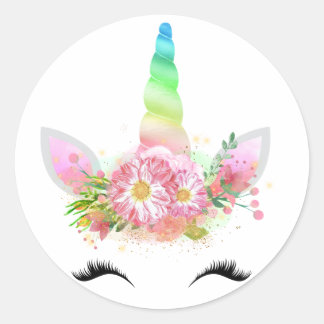 Stickers Visage Unicorne Arc-en-ciel