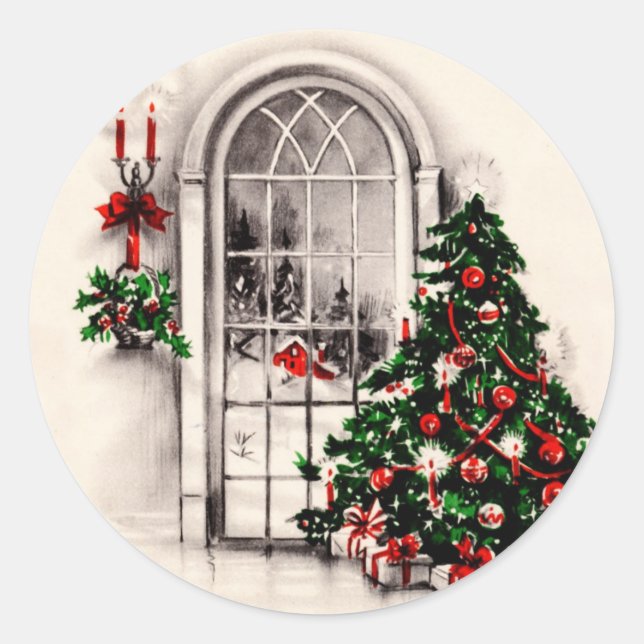 Stickers Vitrine de Noël Vintage (Devant)