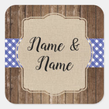 Stickers Wedding Labels Blue Gingham GRILLEN Burla