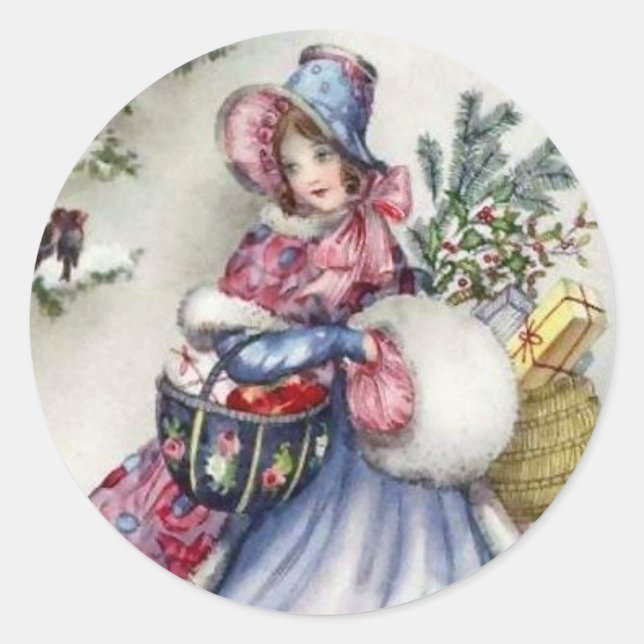 Stickers - Weihnachtseinkäufer Vintage Mülltonne (Vorderseite)