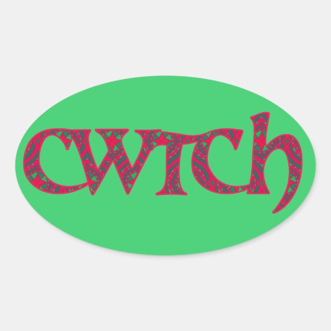 Stickers Welsh Fun : Rouge, Motif vert (Devant)