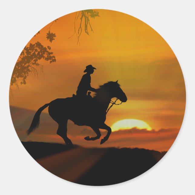 Stickers Western Cowboy et Sunset Country (Devant)