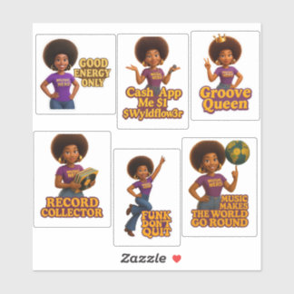 Stickers Wyldflow3r Music Love Set 1 (6Pack)