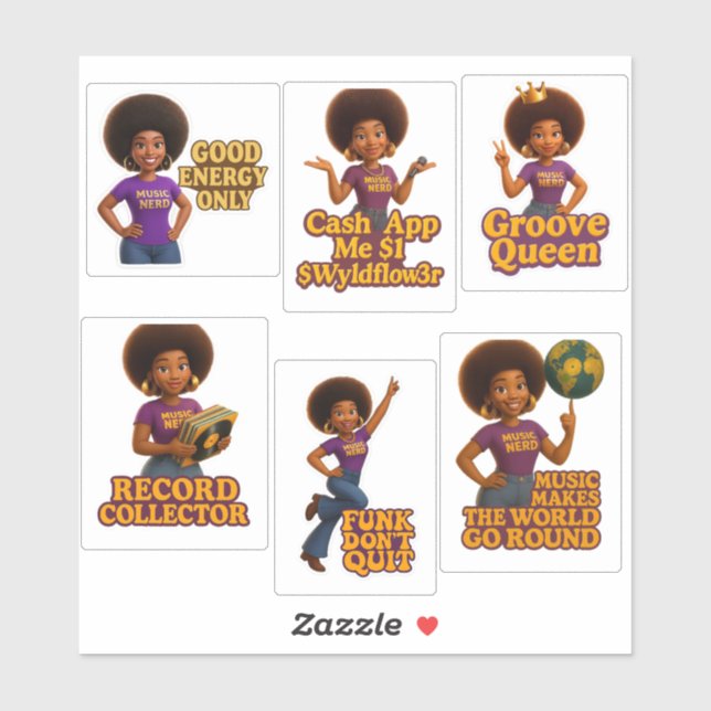 Stickers Wyldflow3r Music Love Set 1 (6Pack) (Feuille)