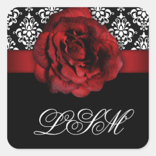 Stickers Xmas Mariage damassé Rouge Rose Noir Blan