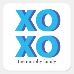 Stickers XOXO en lettres bleues