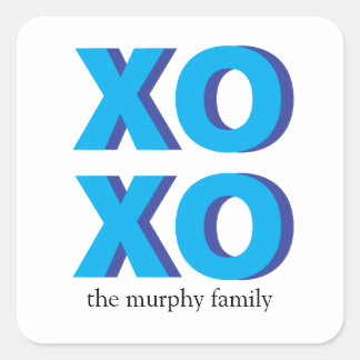 Stickers XOXO en lettres bleues