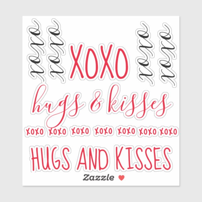 Stickers Xoxo Hugs & Kisses (Feuille)