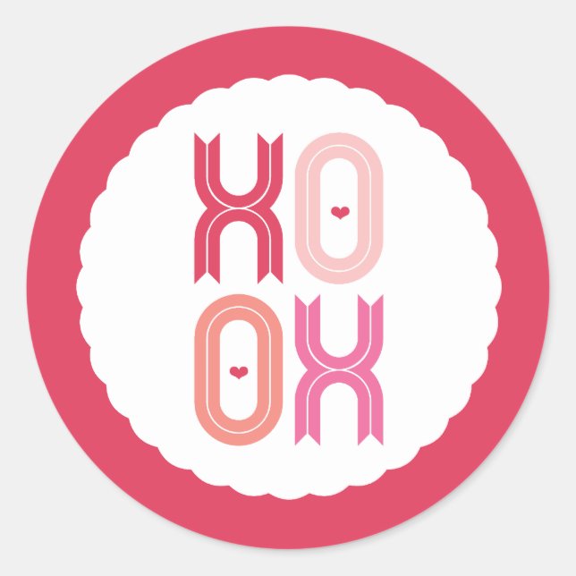 Stickers XOXO Love & Kisses Valentine Party 3 pouc (Devant)