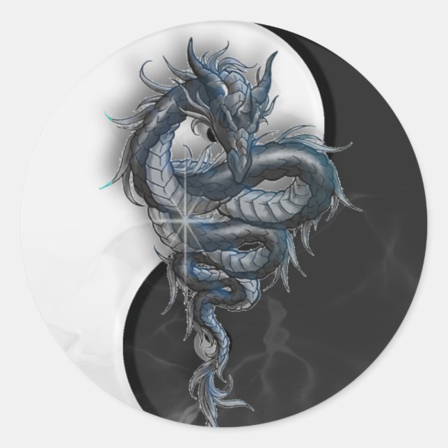Stickers Yin Yang Chinese Dragon Large Round (Devant)
