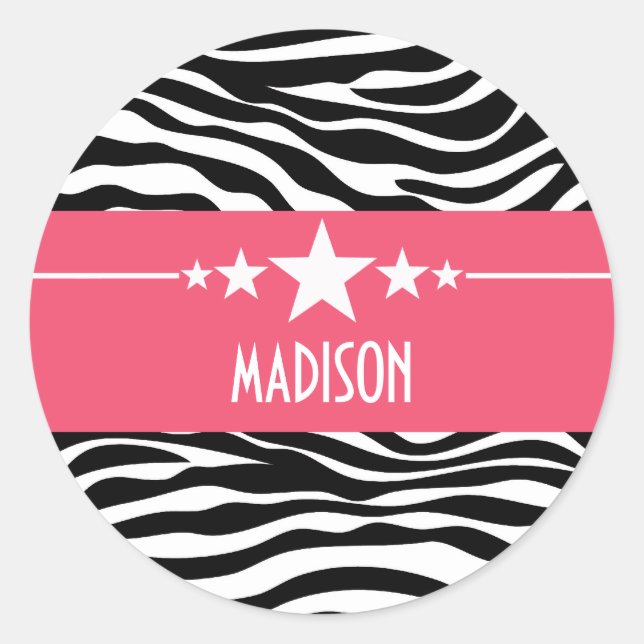 Stickers Zebra Star rose Sassy (Devant)