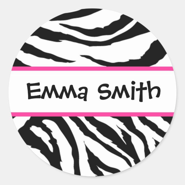Stickers Zèbre noir et rose personnalisés (Devant)