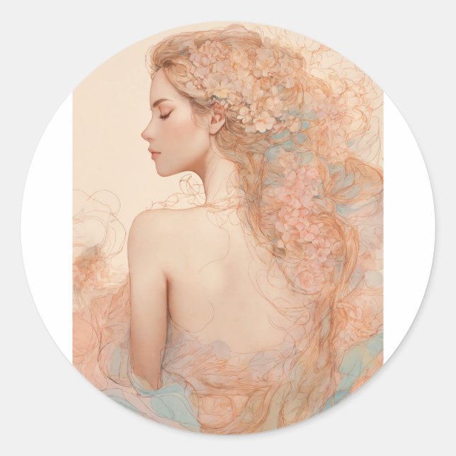 StickerWhimsy in Bloom" Runder Aufkleber (Vorderseite)