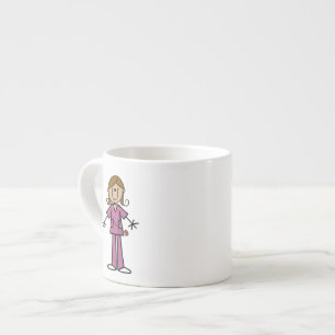 Stickfigur Krankenschwester mit mittelheller Haut Espressotasse