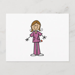 Stickfigur Krankenschwester mit mittelheller Haut Postkarte