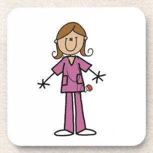 Stickfigur Krankenschwester mit mittelheller Haut Untersetzer