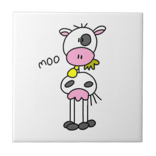 Stickfigur-Kuh-T-Shirts und Geschenke Fliese