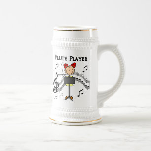 Stickfigur Mädchen Flötenspieler T-Shirts und Gesc Bierglas