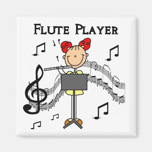 Stickfigur Mädchen Flötenspieler T-Shirts und Gesc Magnet