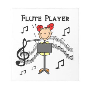 Stickfigur Mädchen Flötenspieler T-Shirts und Gesc Notizblock