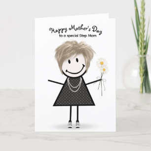 Stickfigur Mädchen Muttertag für Stiefmutter  Karte