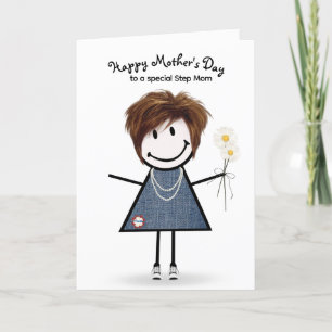 Stickfigur Mädchen Muttertag für Stiefmutter Karte