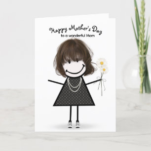 Stickfigur Mädchen zum Muttertag Karte