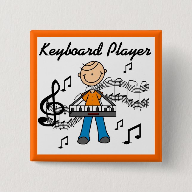Stickfigur-Männchen-Keyboarder-Geschenke Button (Vorderseite)