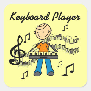 Stickfigur-Männchen-Keyboarder-Geschenke Quadratischer Aufkleber