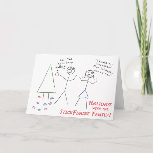 StickFigure Familien-Feiertag Feiertagskarte (Vorderseite)