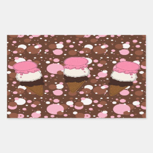 Stickgesteppte Neapolitan Ice Cream Trio 1-Rect St Rechteckiger Aufkleber