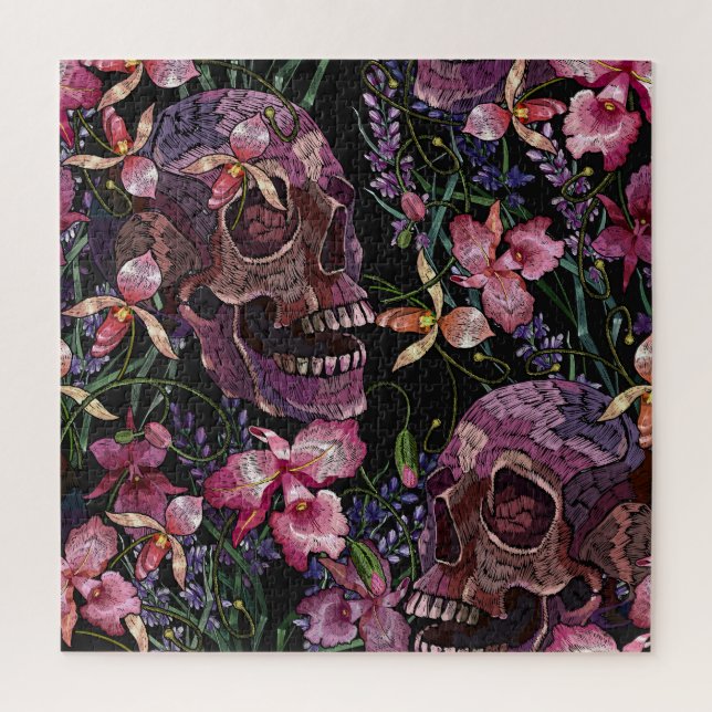 Stickiger Schädel: gotisch-orchid Muster (Vertikal)